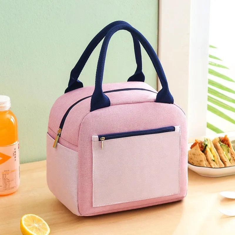 Blue aluminium foil insulation lunch bag made from waterproof Oxford cloth.
