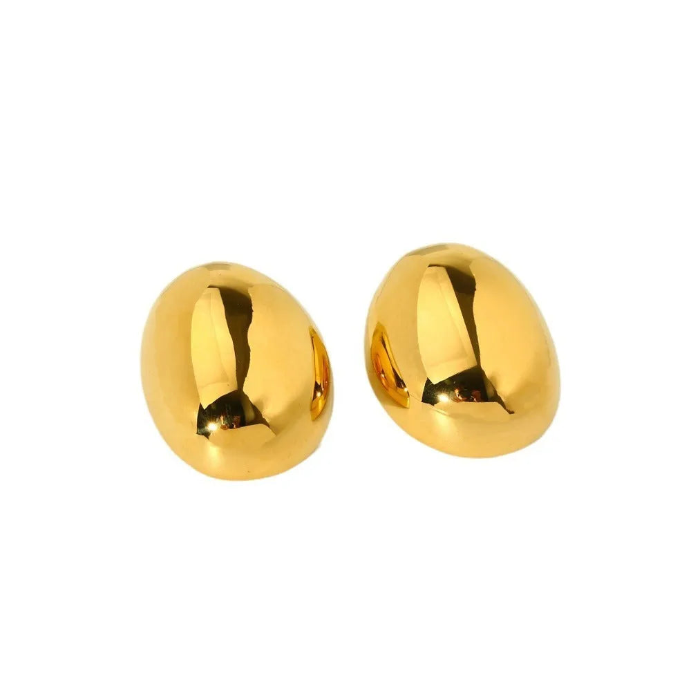 Geometric stainless steel ear studs with glazed surface in DFE139 electroplated colour