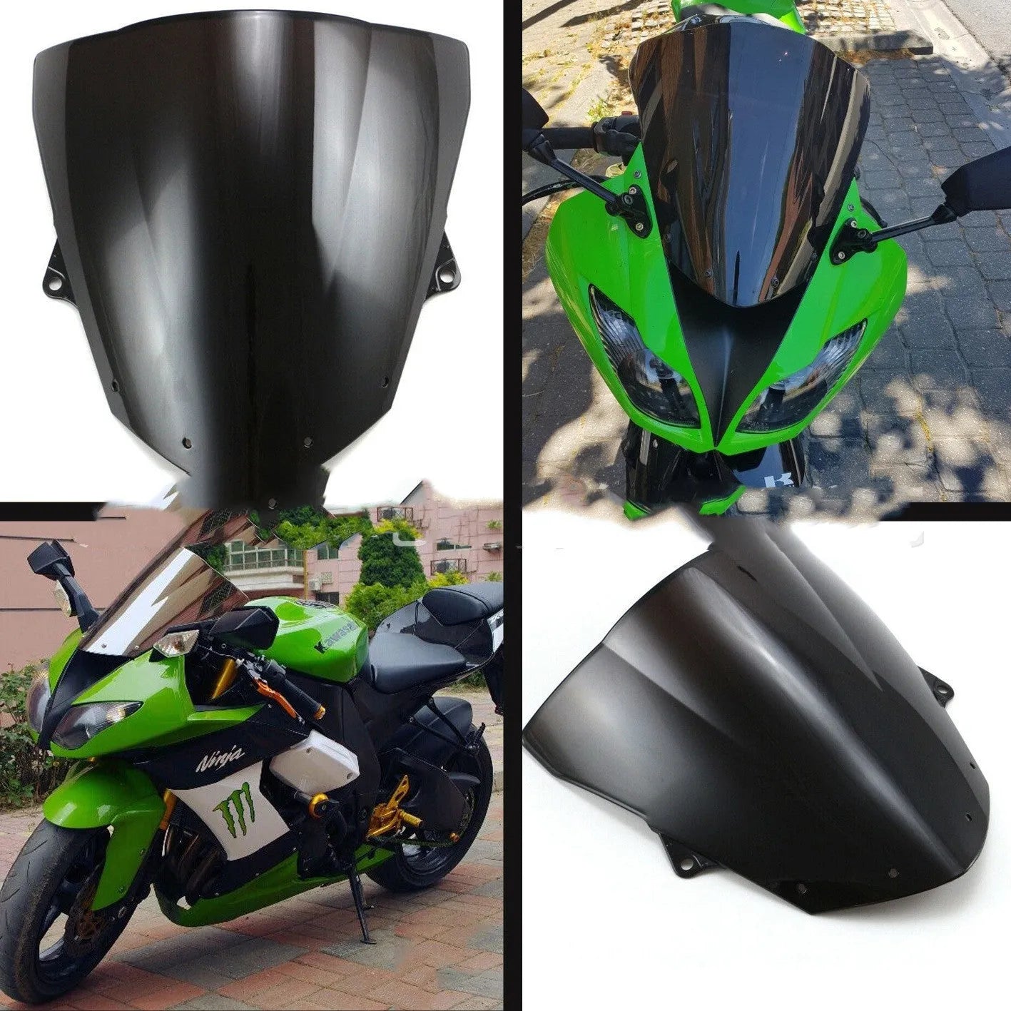 Blue motorcycle windscreen replacement for Kawasaki ZX-6R and ZX-10R sport bikes