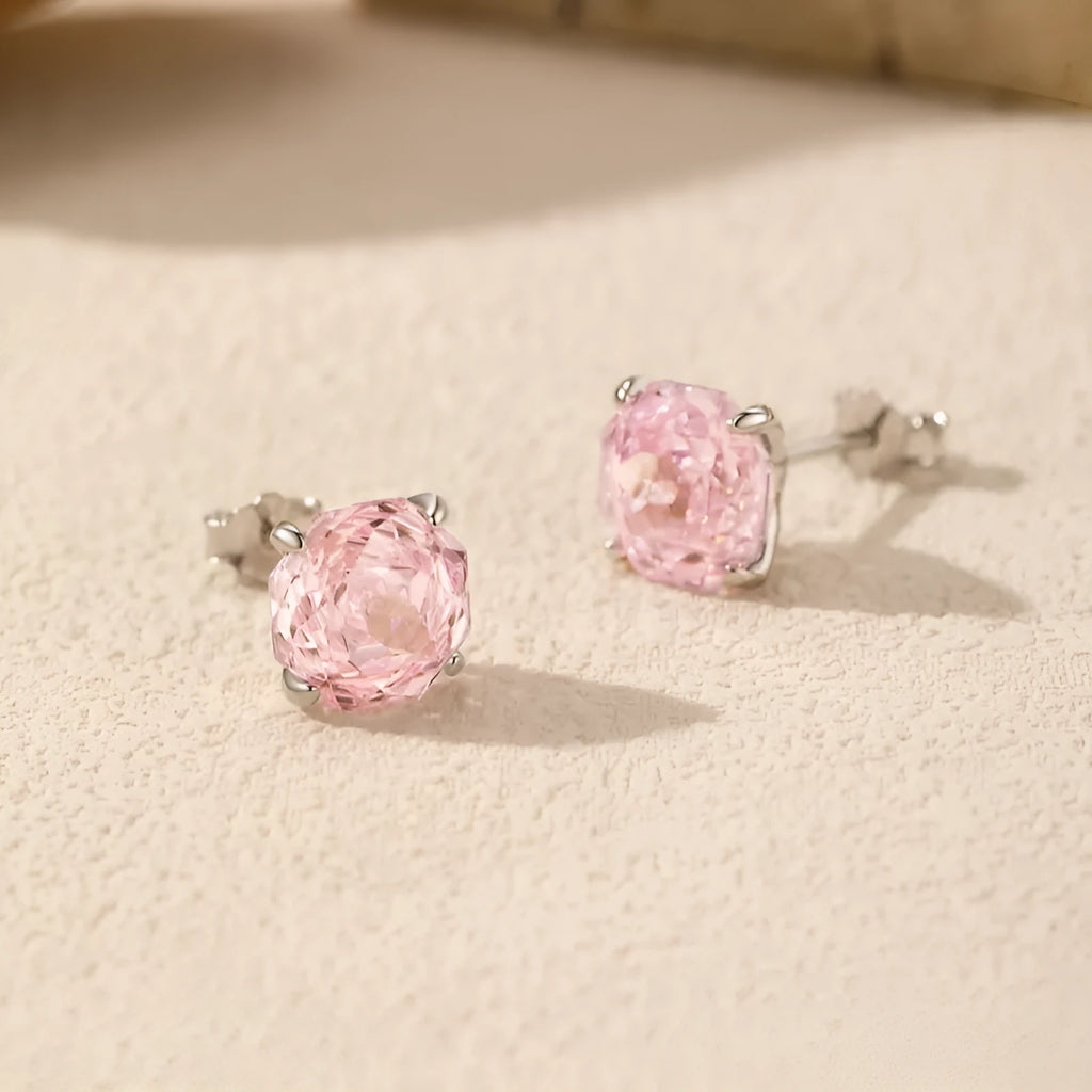 S925 sterling silver rose-shaped stud earrings in 6mm and 8mm sizes.