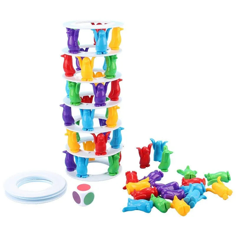 Penguin Tower Collapse desktop balance game, plastic stacking tower toy for children aged 4-6
