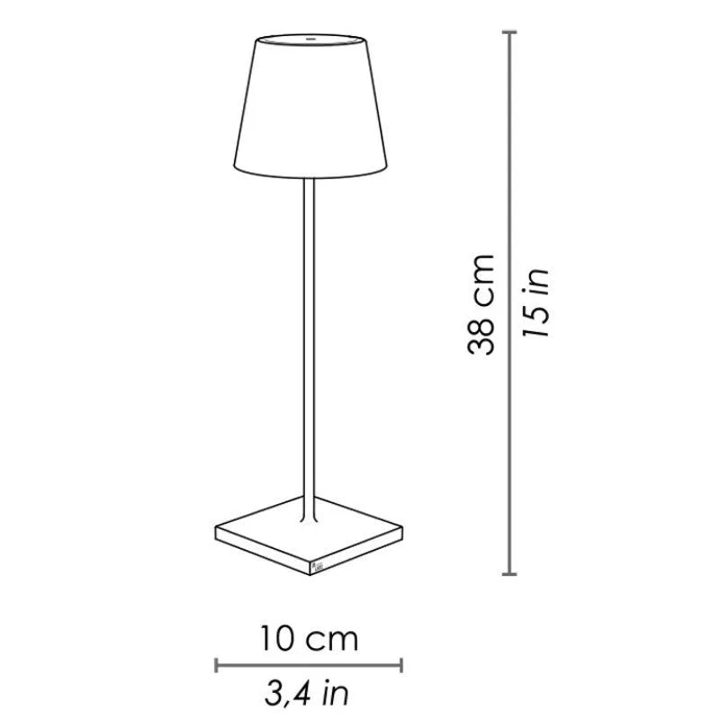 Touch dimming wireless table lamp 38x10cm aluminium acrylic construction warm 3000K black finish