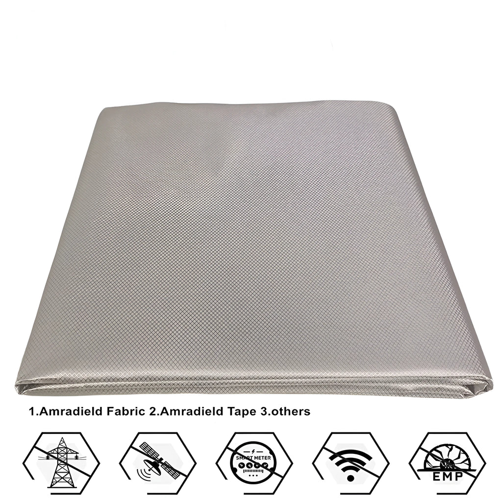 Grey diamond lattice radiation protection fabric with copper-nickel blend for clothing shielding