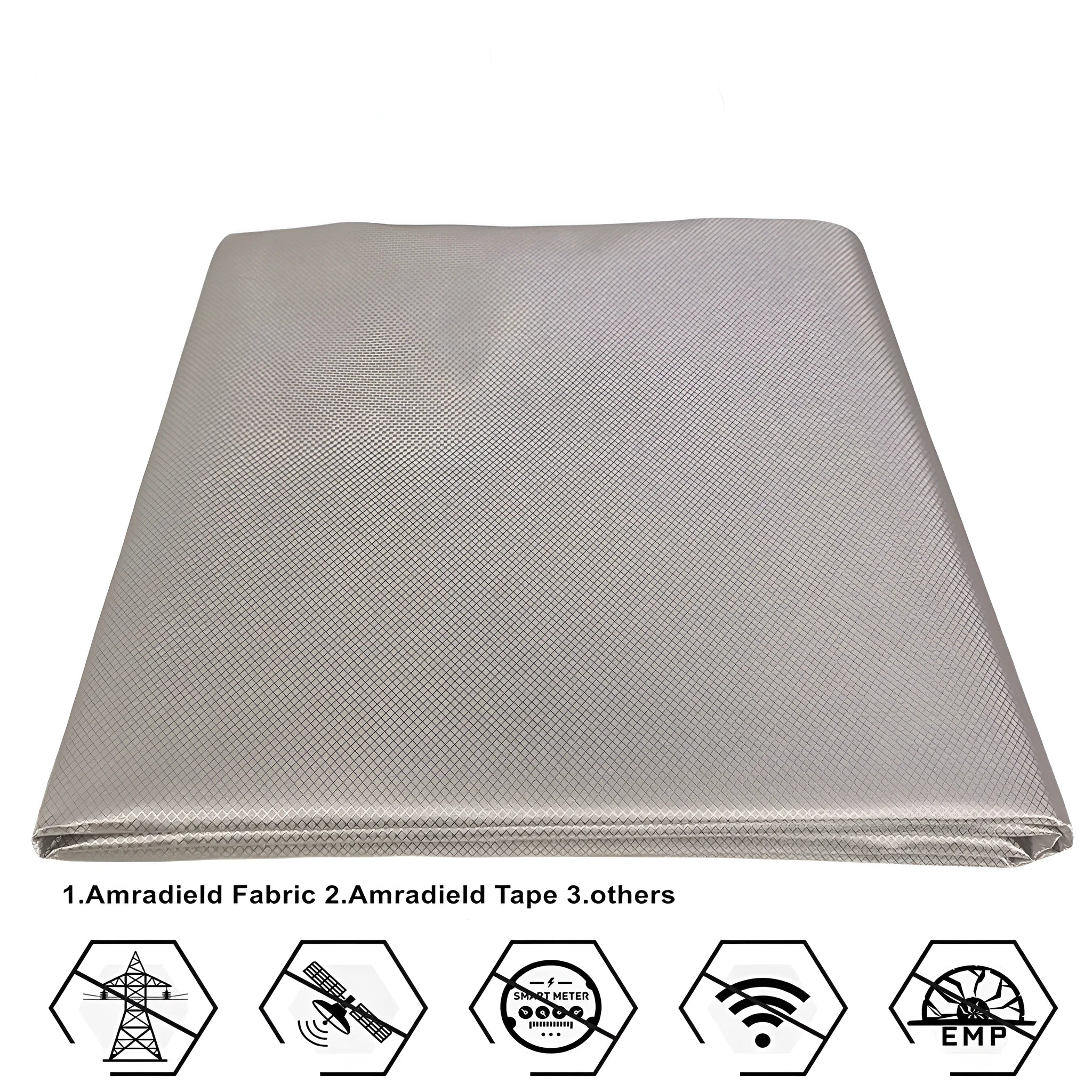 Grey diamond lattice radiation protection fabric with copper-nickel blend for clothing shielding