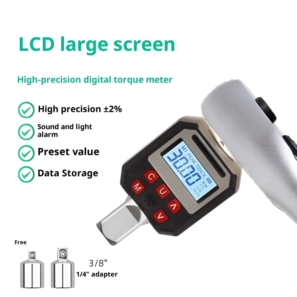 Digital torque meter 17-340 Nm six-piece set with digital display, model 17-340 Torquemeter