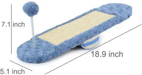 PP cat kitten seesaw toy in royal blue cat scratch board or khaki, a throwing toy for indoor play