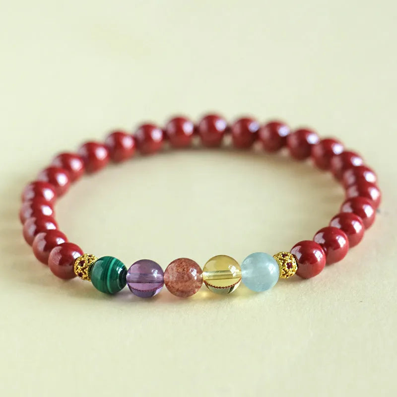Purple gold sand quartz crystal string beads bracelet in couple design style