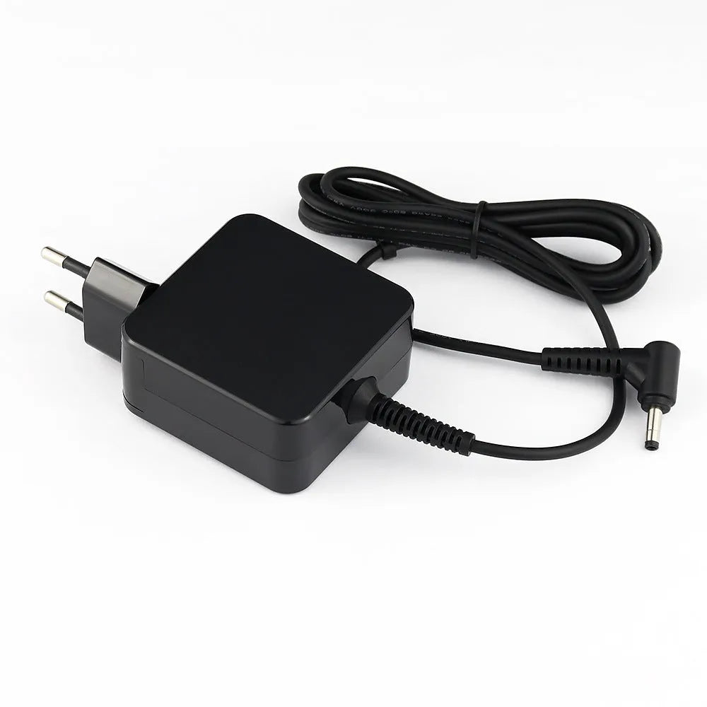 Black 45W laptop adapter with American standard DC connector plug and included charging cable
