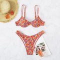 Women's red floral high waist swimsuit with adjustable straps in polyester fabric