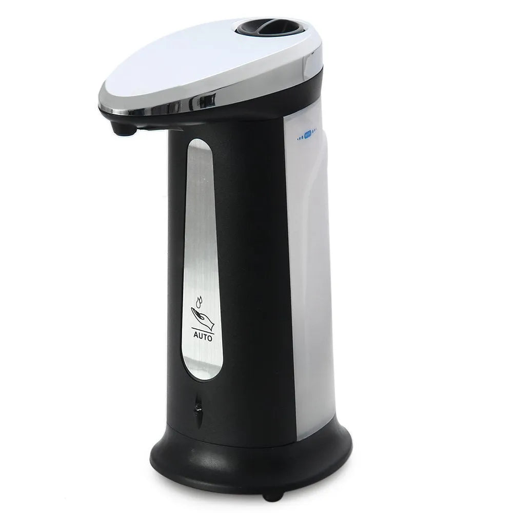 Black automatic liquid soap dispenser with infrared sensor and 400ml capacity