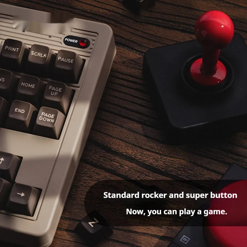 Retro C64-style wireless mechanical gaming keyboard with Bluetooth connectivity