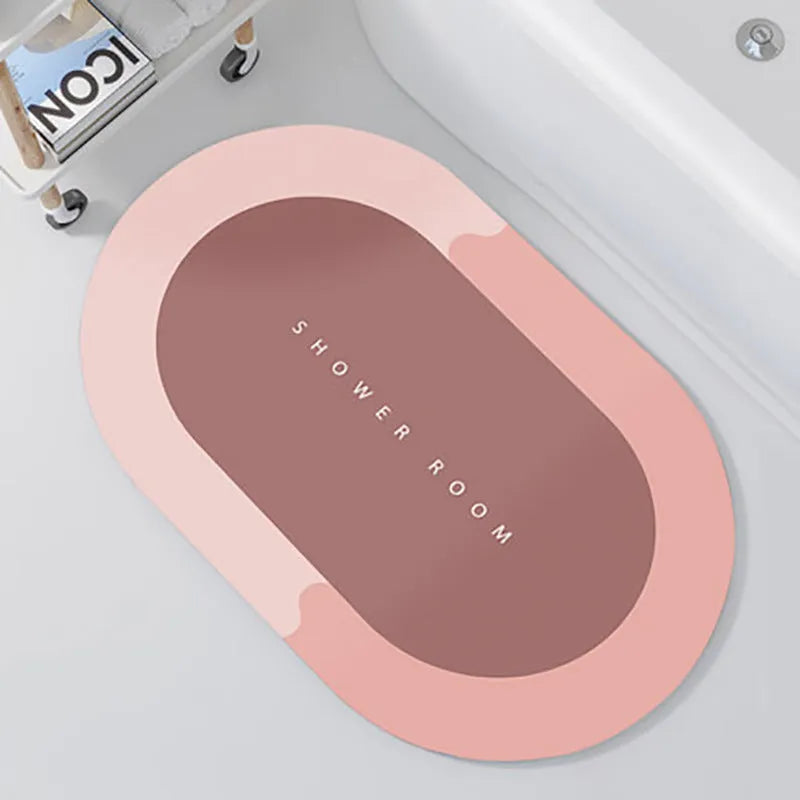 Bathroom absorbent cushion in oval shape artificial leather quick-drying carpet 40x60cm