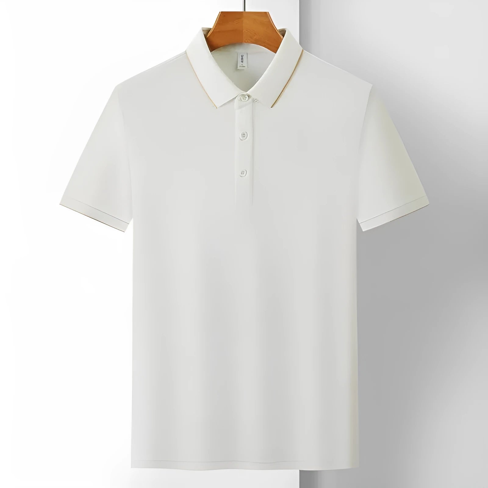 Men's solid colour cotton work shirt with lapel and short sleeves in loose fit for summer