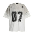 Men's black and white pure cotton short-sleeved T-shirt laid flat.