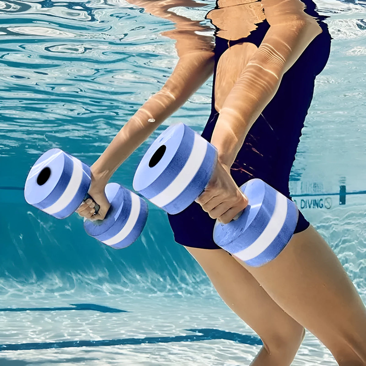 2Pcs water aerobics dumbbells in rose red EVA, 15cm, snap-type pair for swimming and pool fitness