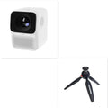 Xiaomi Wanbo T2max/Free compact white HD projector on a table with remote control