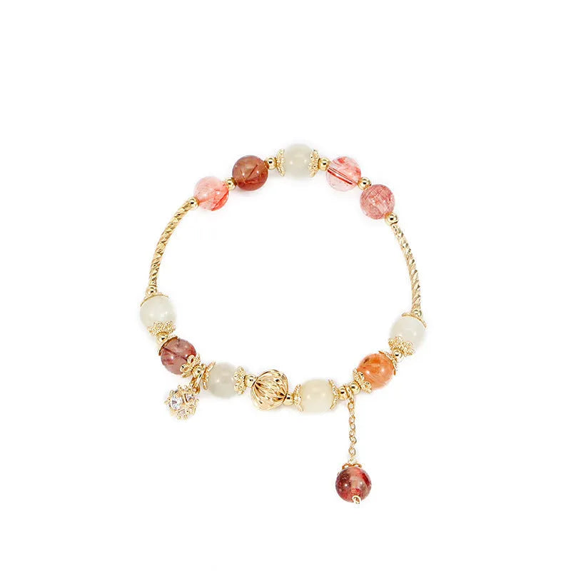 Colour hair crystal flower-shaped bracelet with copper tube and fringed zircon for women