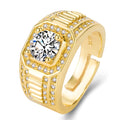Large square diamond men's ring made from copper with an adjustable band.