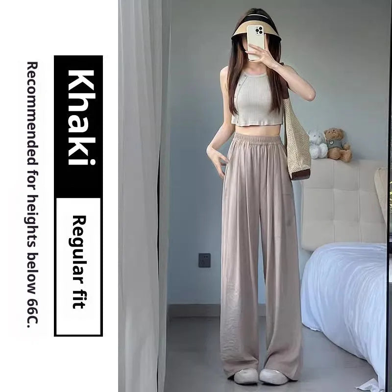 Casual tall wide leg sweatpants high waist pleated for women in milky white acetate fabric blend