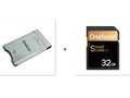 SD to PCMCIA adapter card with 32GB memory for Mercedes-Benz cars, showing stainless steel housing.