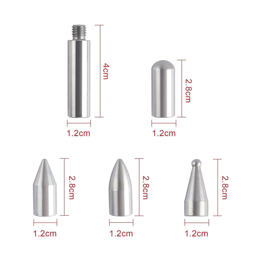 Three-piece alloy steel car dent repair tool set with hooks and crowbars on a workshop surface.