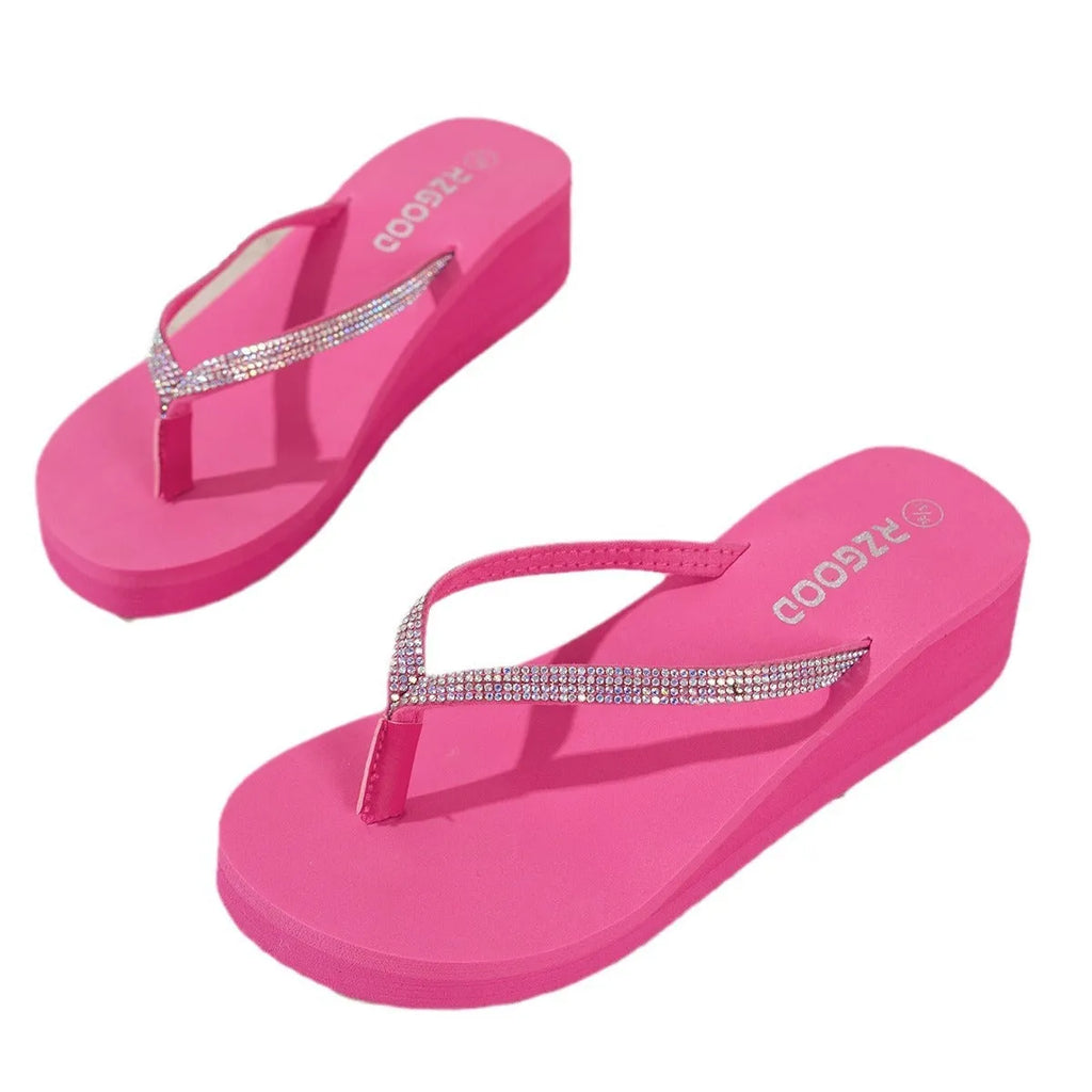 Women's casual sandals with flannel upper and PVC sole in black beige pink colours