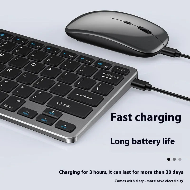Wireless keyboard and mouse combo in black, gun colour, or silver with ultra-thin design and included keyboard cover