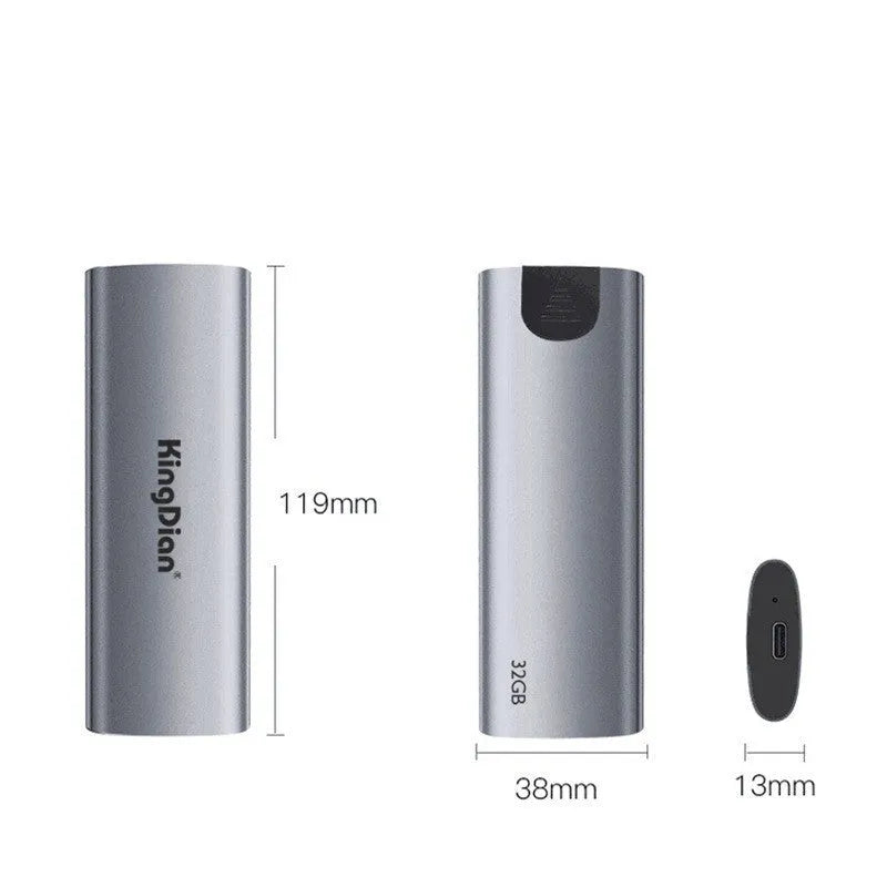 Grey aluminium USB 3.0 portable SSD hard drive for mobile phone connection