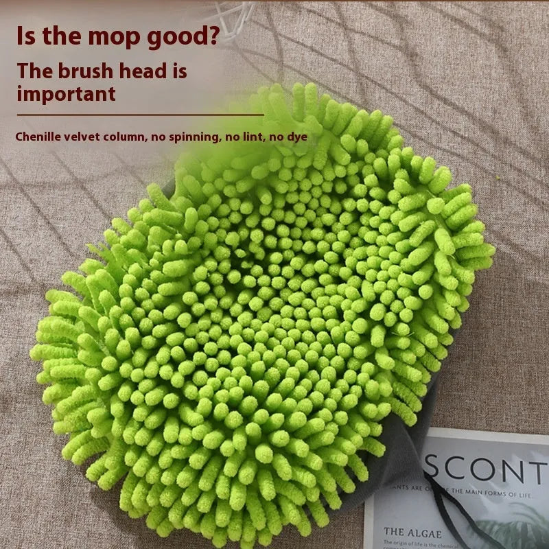 Three sections aluminium alloy telescopic car mop with green cotton head for car washing
