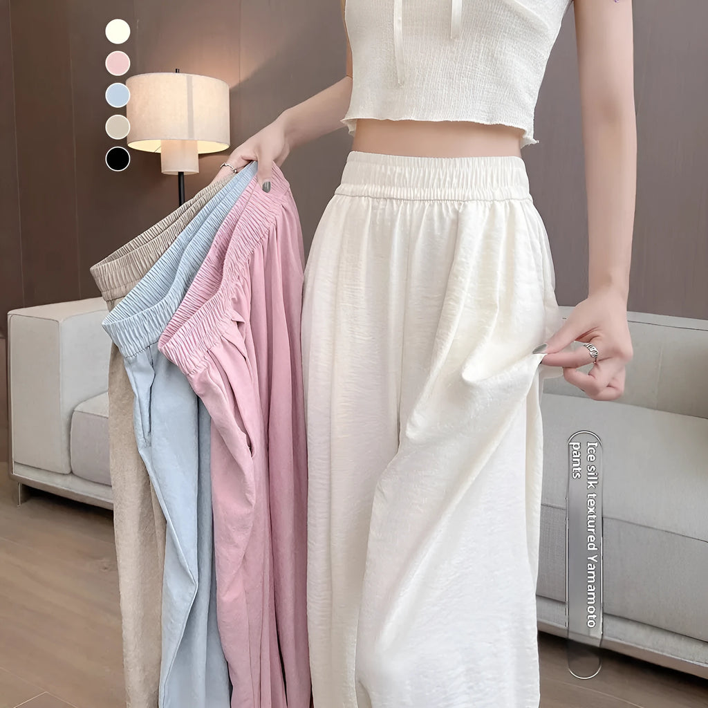 Casual tall wide leg sweatpants high waist pleated for women in milky white acetate fabric blend