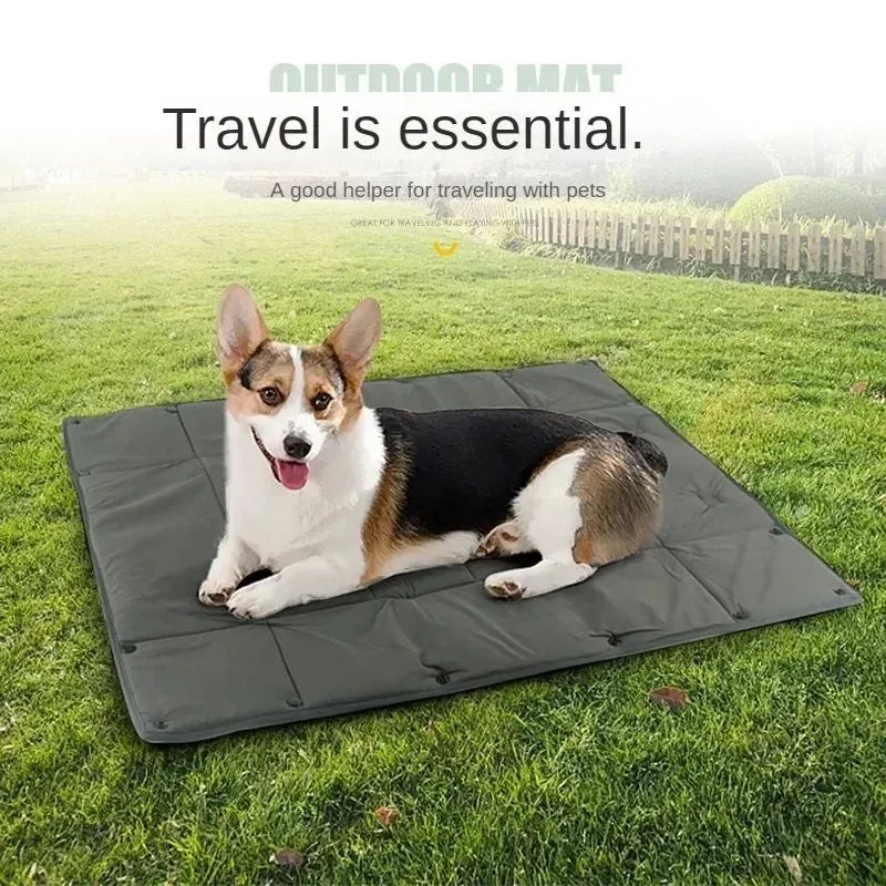 Portable dog travel bed in black, 3-in-1 pet carrier, mat and cushion, collapsible water and dirt resistant kennel