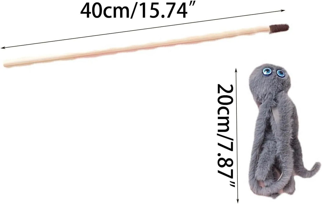 Octopus-themed cat toy with long stick in bright colours for indoor kitten play