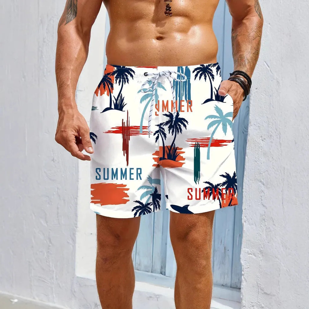 Man's blue swimming trunks made from quick-dry polyester fabric with a micro-elastic fit.