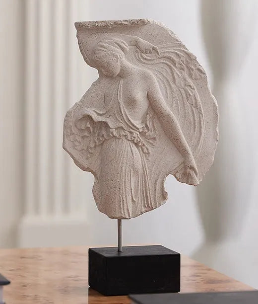 Wine Goddess synthetic resin sculpture ornament with modern styling measuring 21x7x35cm
