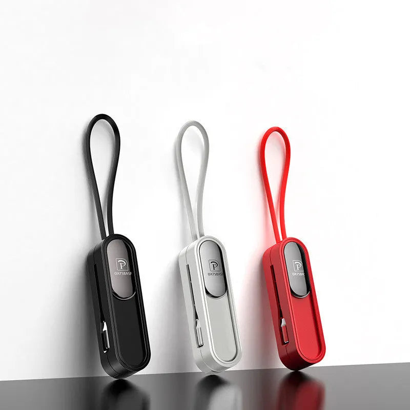 Magnetic three-in-one USB charging cable measuring 0.4m in black, white, or red colours