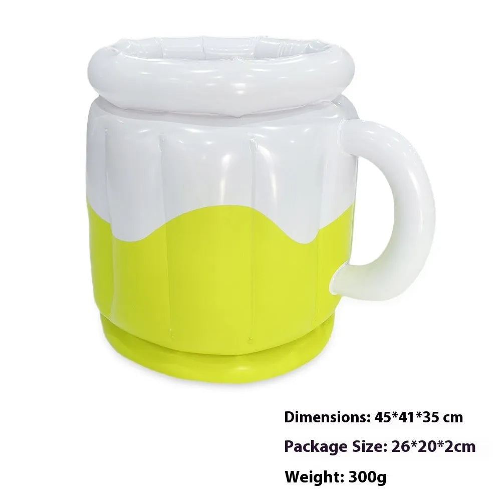 Yellow inflatable PVC ice bucket for outdoor parties and beach use