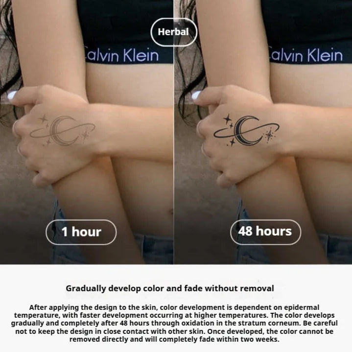 Star Ring Moon herbal tattoo sticker with water transfer printing, waterproof temporary body art decal