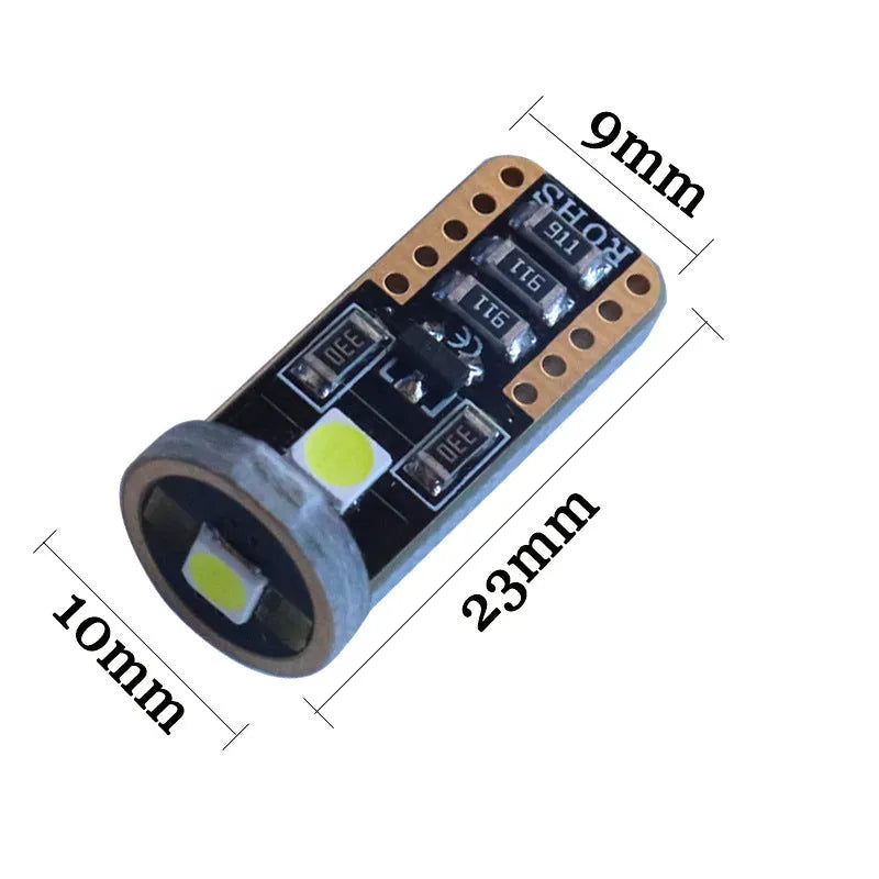 Blackboard white T10 W5W LED car light bulb with 6000K white light output