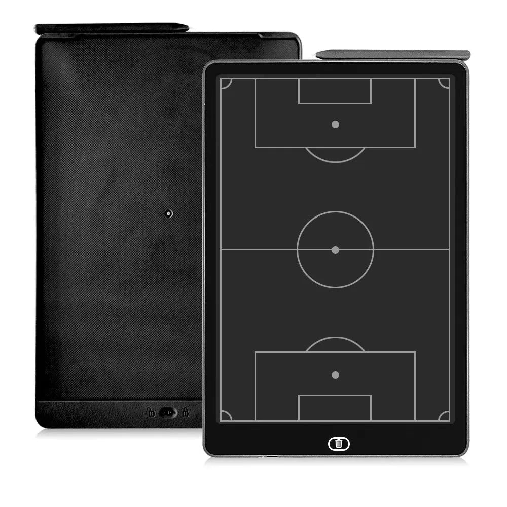 Black LCD electronic sports score board in 14-inch or 17-inch double-sided magnetic design with pen and charging cable