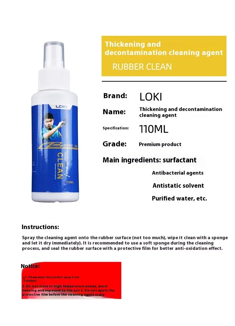 110ml table tennis blade rubber cleaning liquid bottle with sponge applicator for racket maintenance