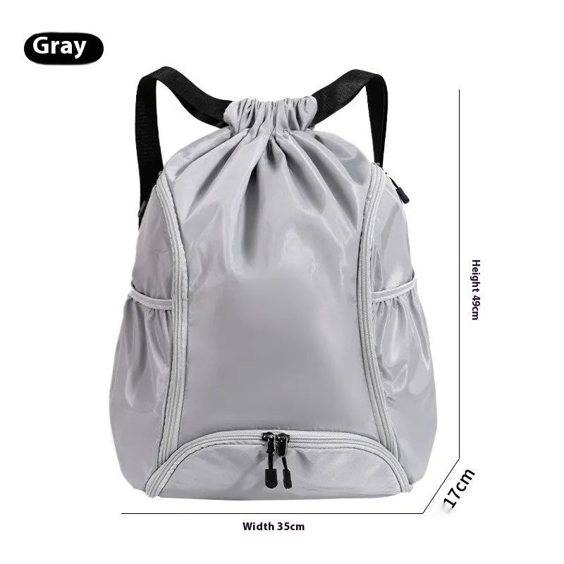Large cube-style sports backpack in five colour options with drawstring closure and storage compartments