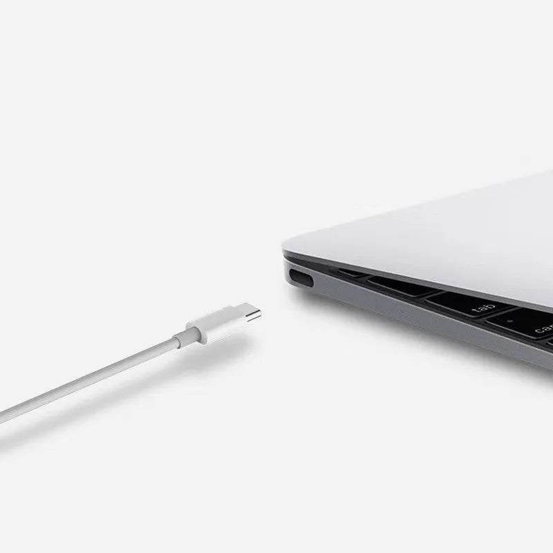 White USB to Type-C charging cable for Apple MacBook laptops, 1 metre length