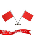 Metal telescopic rod car dashboard decoration with red polyester flag and multiple stand base options