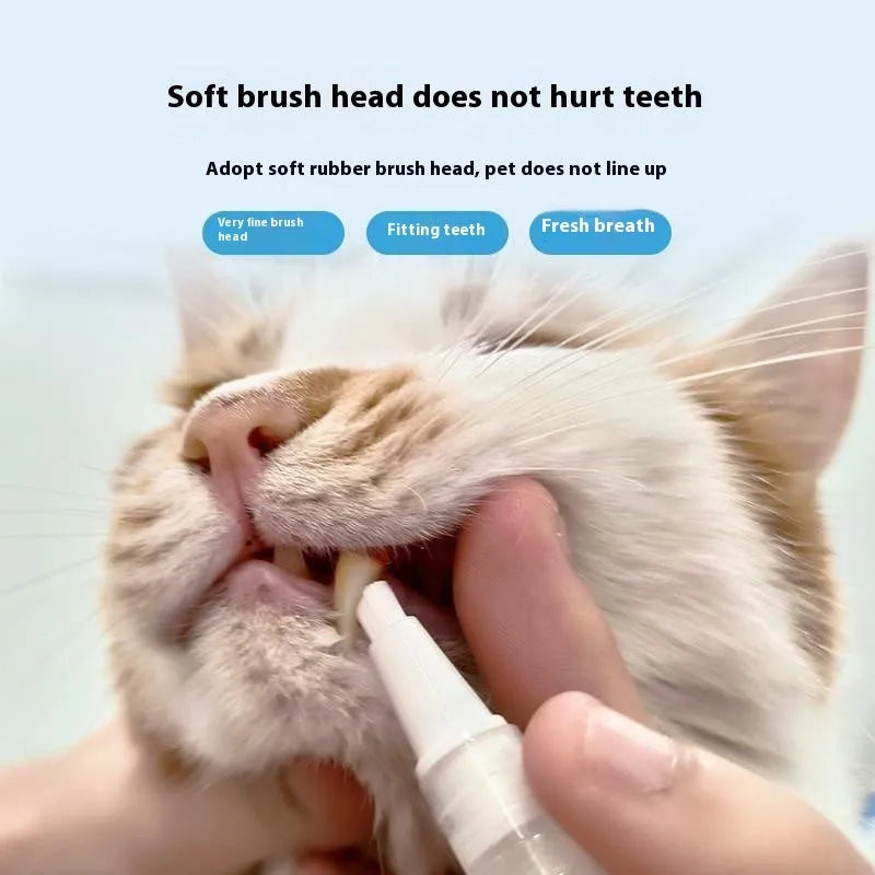 Plastic pet toothbrush pen for dogs with rotating toothpaste dispenser for dental cleaning