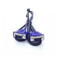 Black VGA cable with blue moulded heads measuring 1.5 metres for computer monitor connections