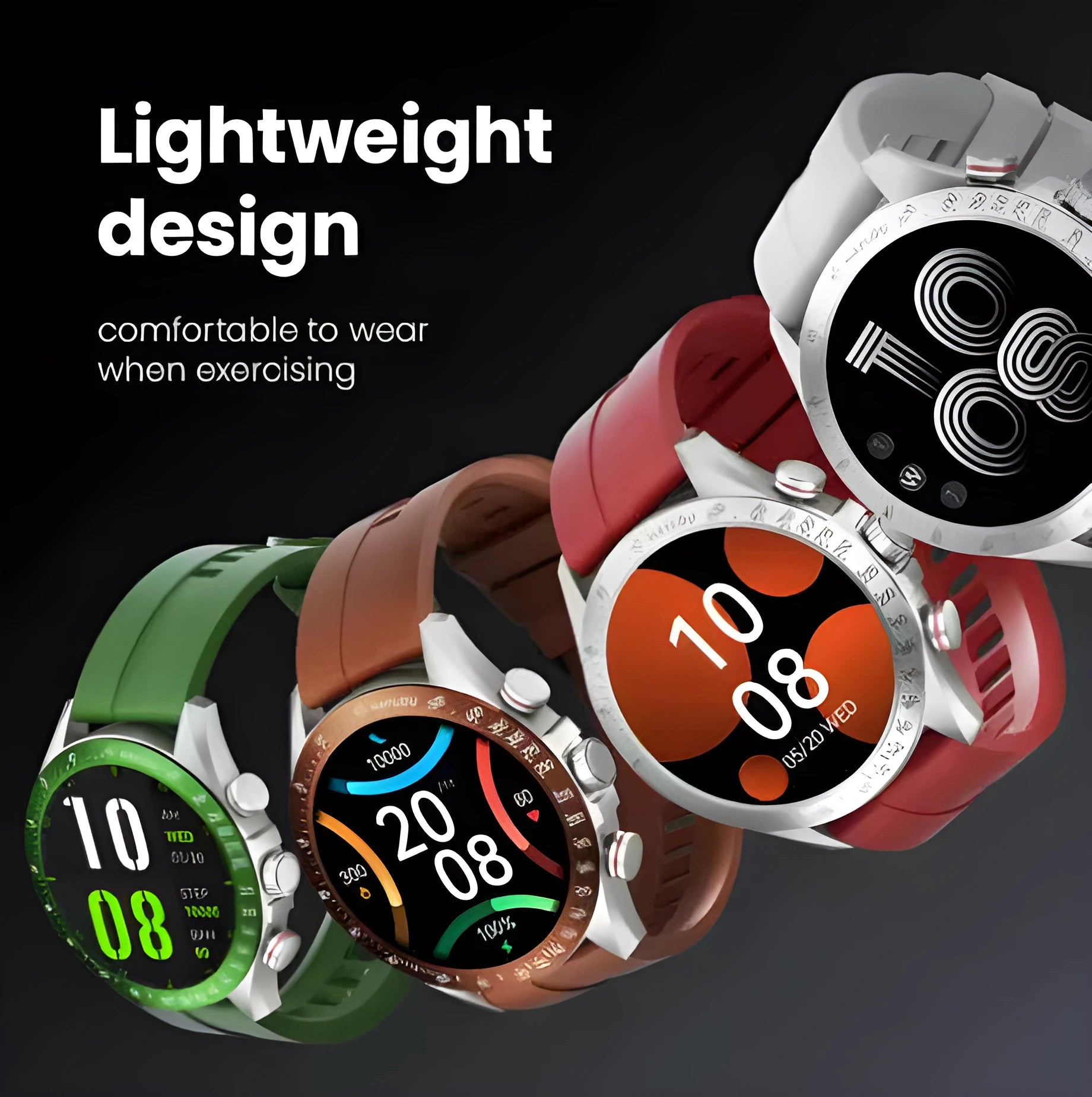 Multi-colour silicone wristband smart watch international version with Bluetooth calling in black