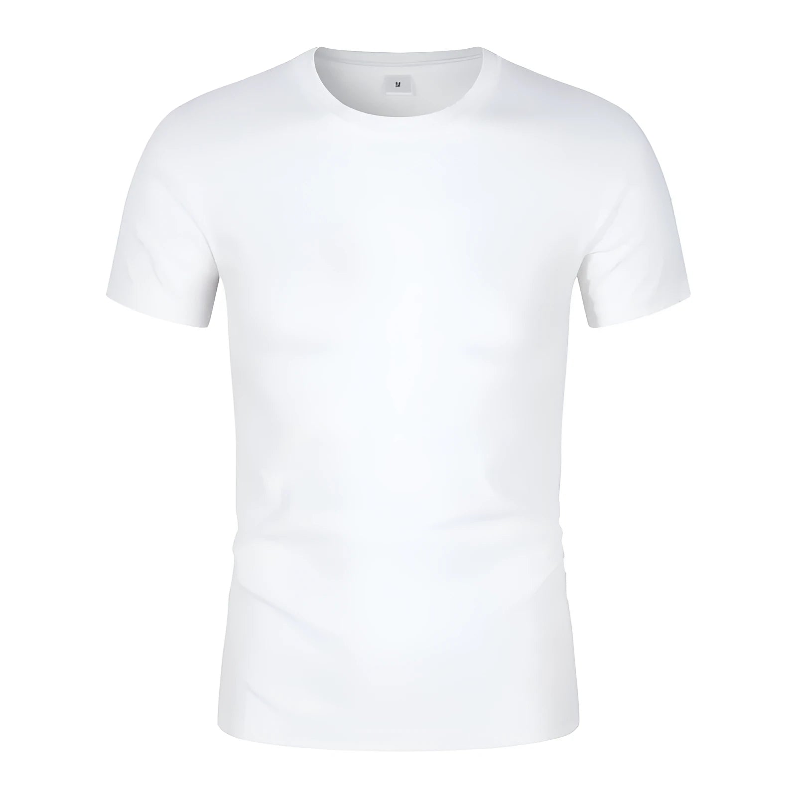 Men's solid colour cotton short sleeve t-shirt on a hanger, shown in black and white options.