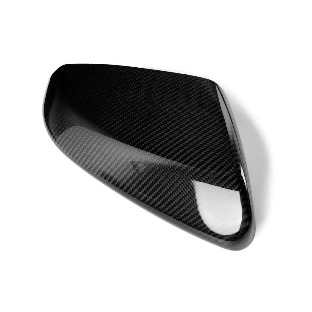 Carbon fibre rearview mirror shell sticker in black, 135mm x 305mm, for Honda Civic 10th generation
