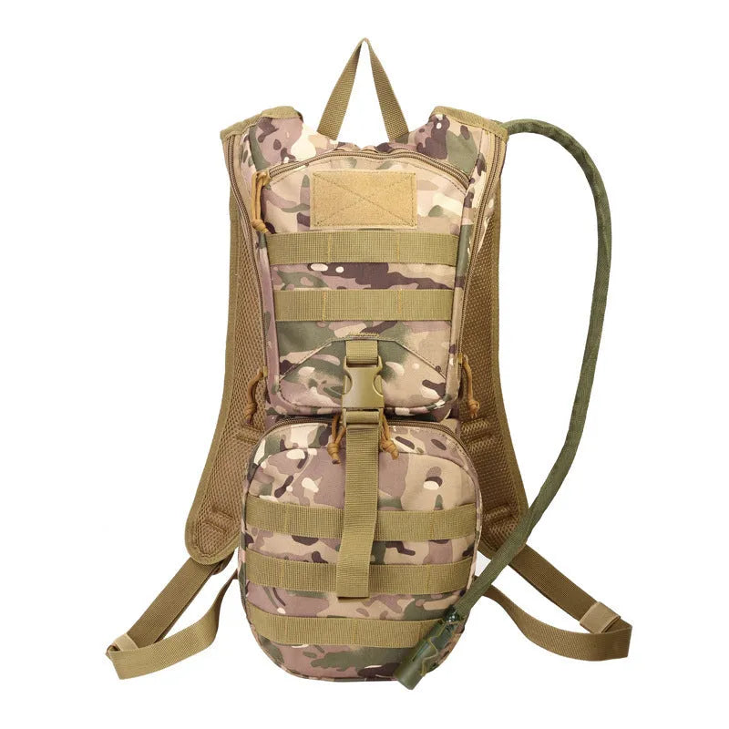 Large capacity cycling tactical water bag with physiological curve back plate in camouflage colours