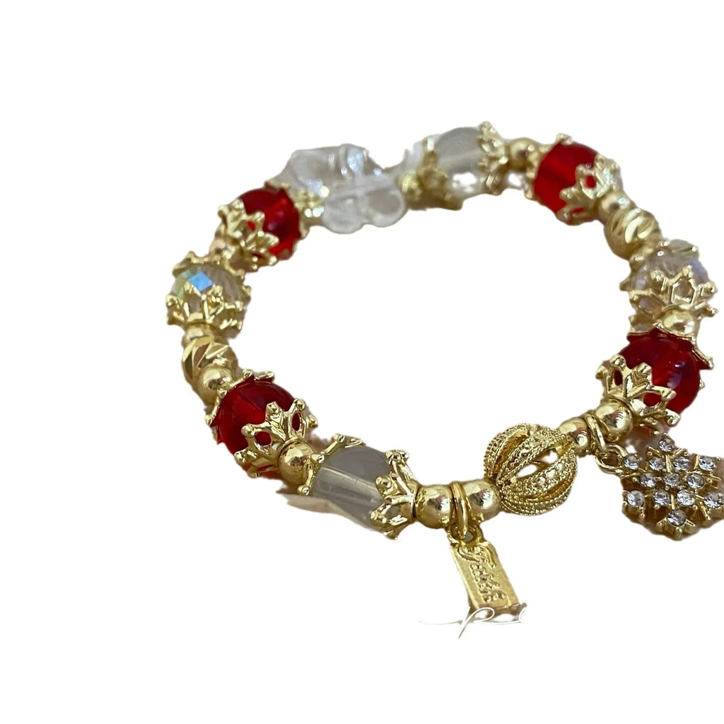 Women's sweet style galaxy colour alloy bracelet with snowflake pendant, heart, bow and cartoon character charms.